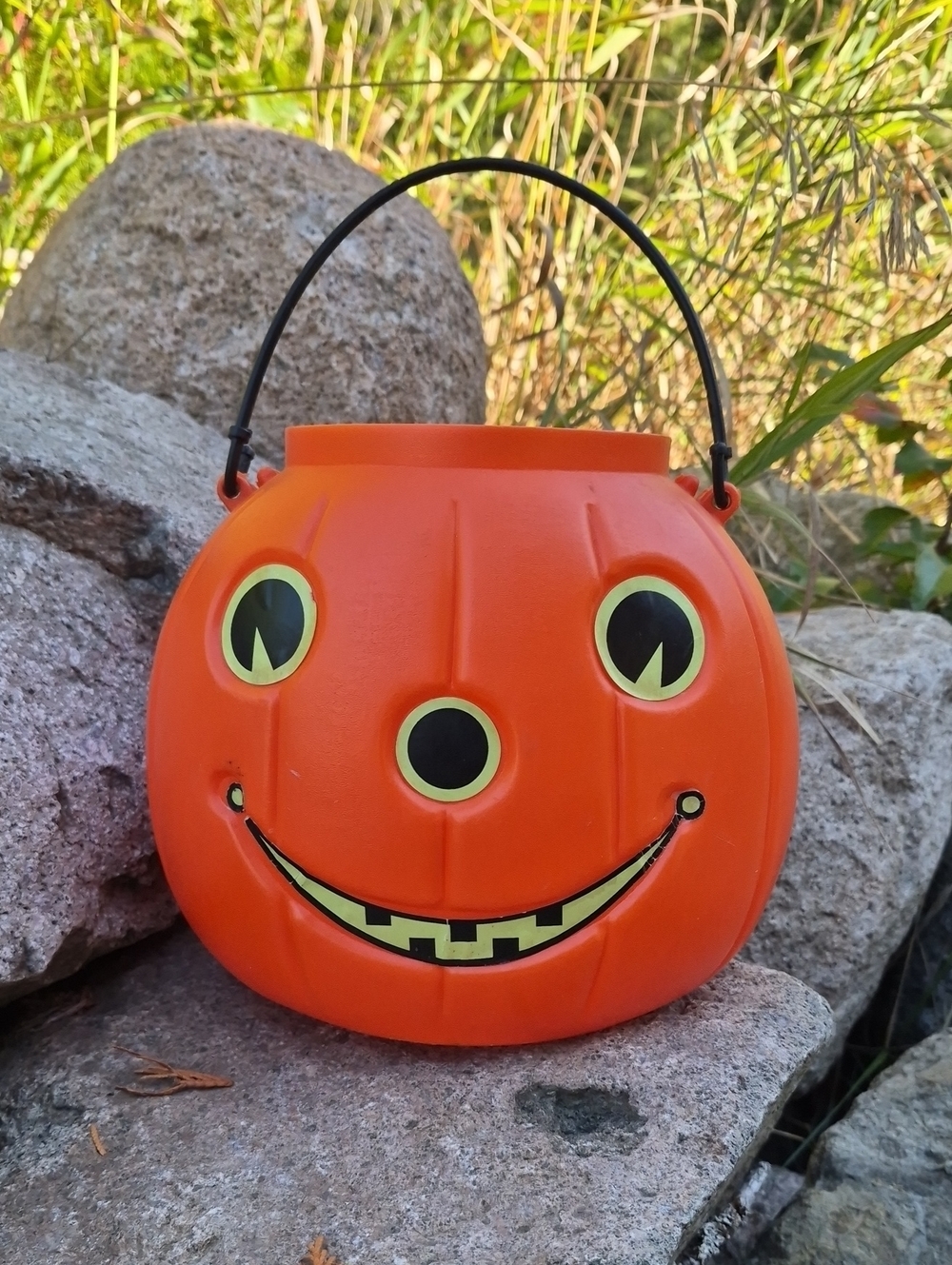 Vintage Jack-o-lantern Blow Mold Treat Bucket , Norben, Canada